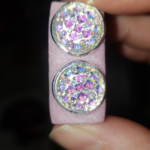 Newborn Feathers Fairydust Geode Earrings - Picture 2 of 2